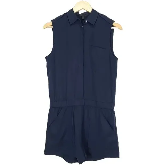 NWOT ATM Anthony Thomas Melillo Sleeveless Lyocell Romper in Midnight Blue, XS - Picture 3 of 10